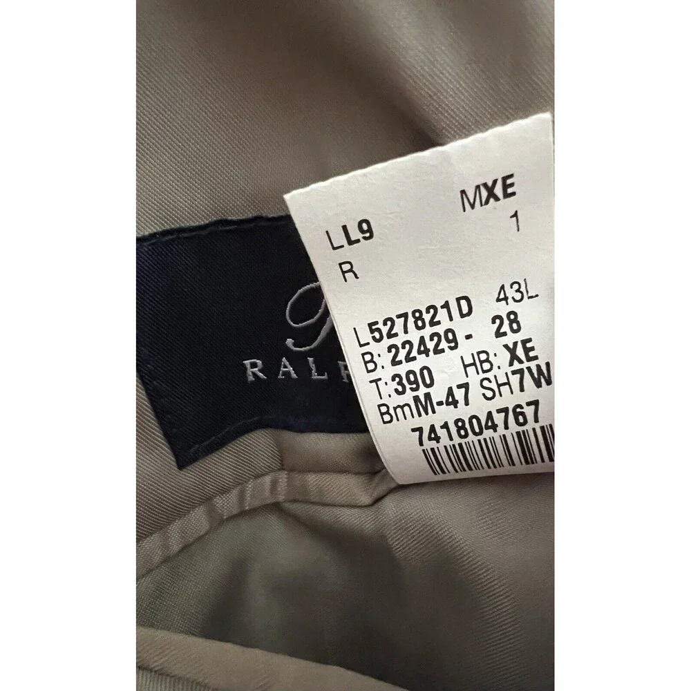 RALPH Ralph Lauren Mens 43L Silk Wool Blazer Jacket‎  2 Button Tan Houndstooth